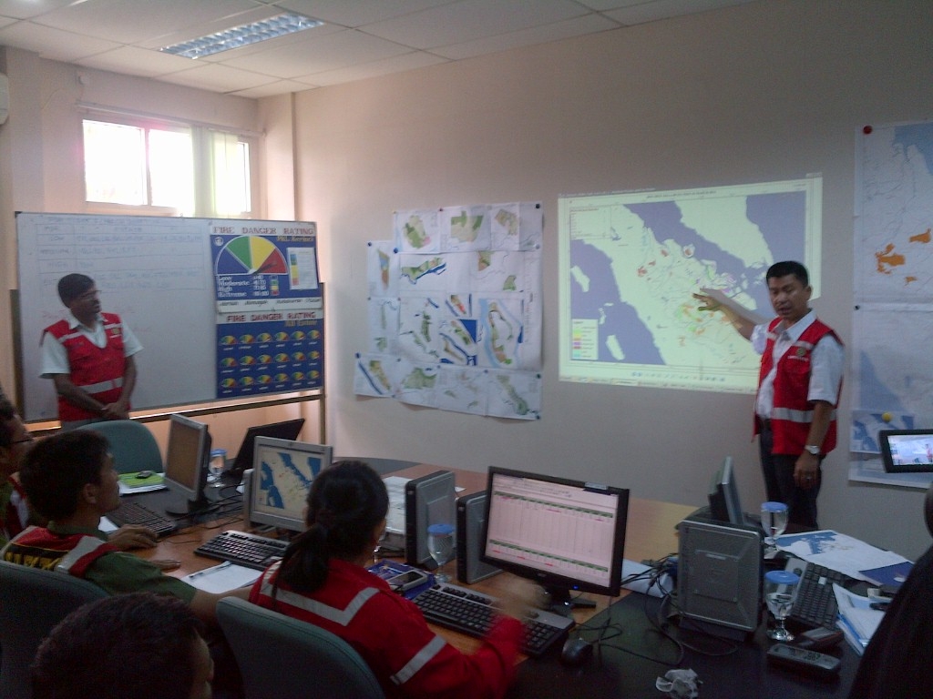 APRIL team at the control room, monitoring fire threat 