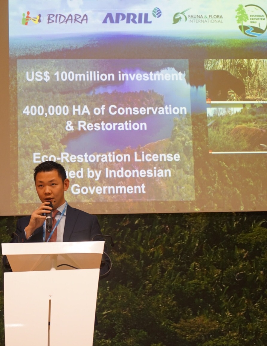 Anderson Tanoto giving remarks at the RER expansion announcement at the Indonesia Pavilion, COP21 in Paris